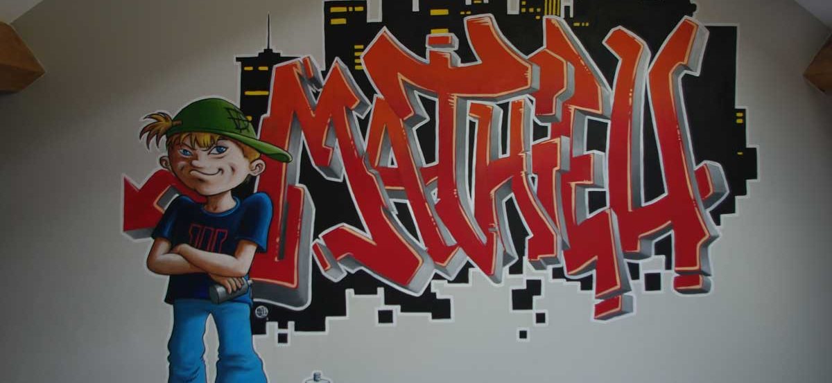 fresque murale tag graph graf chambre enfant