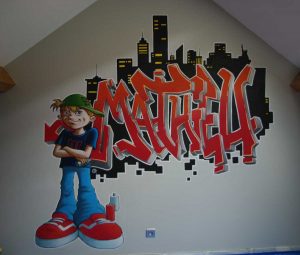 fresque murale tag graph graf chambre enfant