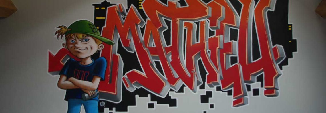 fresque murale tag graph graf chambre enfant